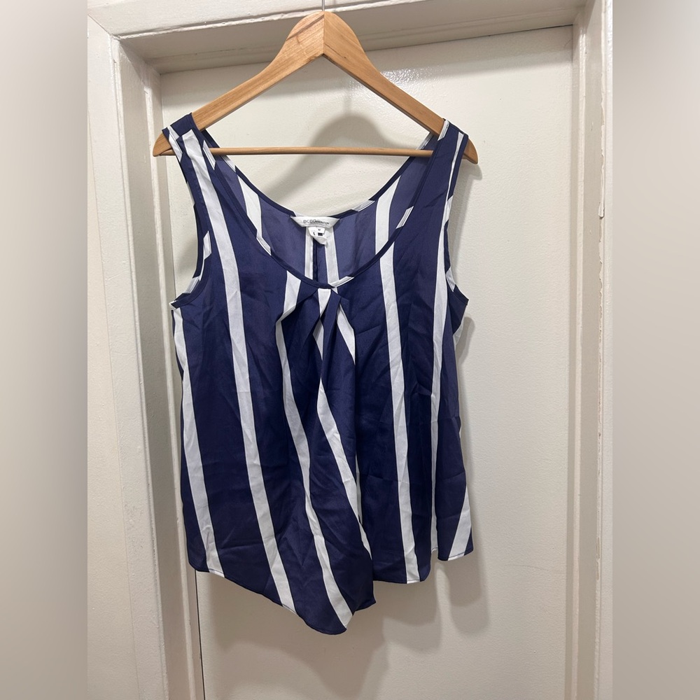 bcbgeneration tank top blouse sleeveless chiffon stripes beachy womens m Summer